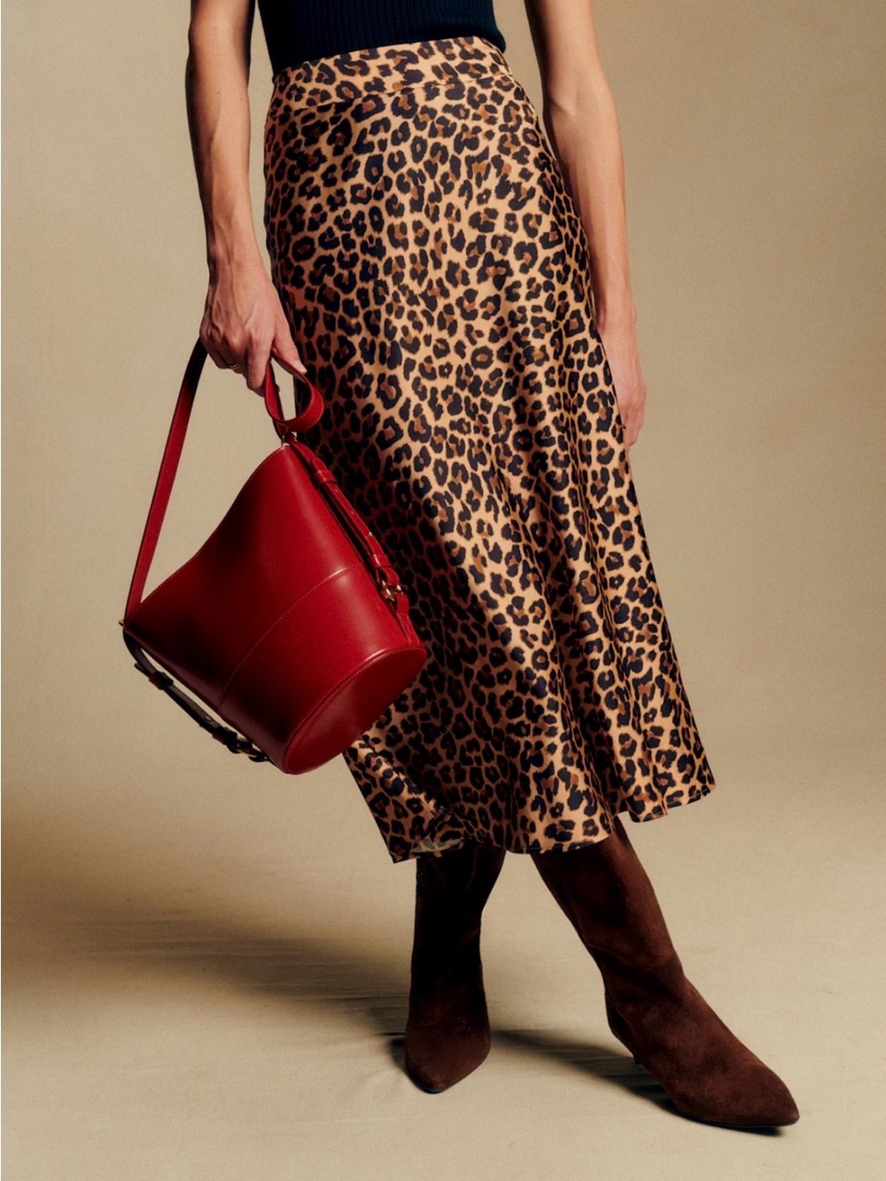 Sezane Sandy Skirt Leopard Print - Size 8 - Picture 2 of 6